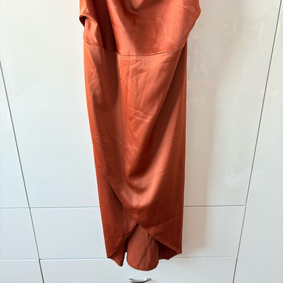 Missguided Orange Satin Midi Dress - Picture 7 of 14